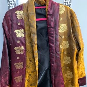 Beautiful kimono style burgundy and gold jacket.